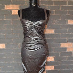 Little Black Bodycon Faux Leather Mini Dress